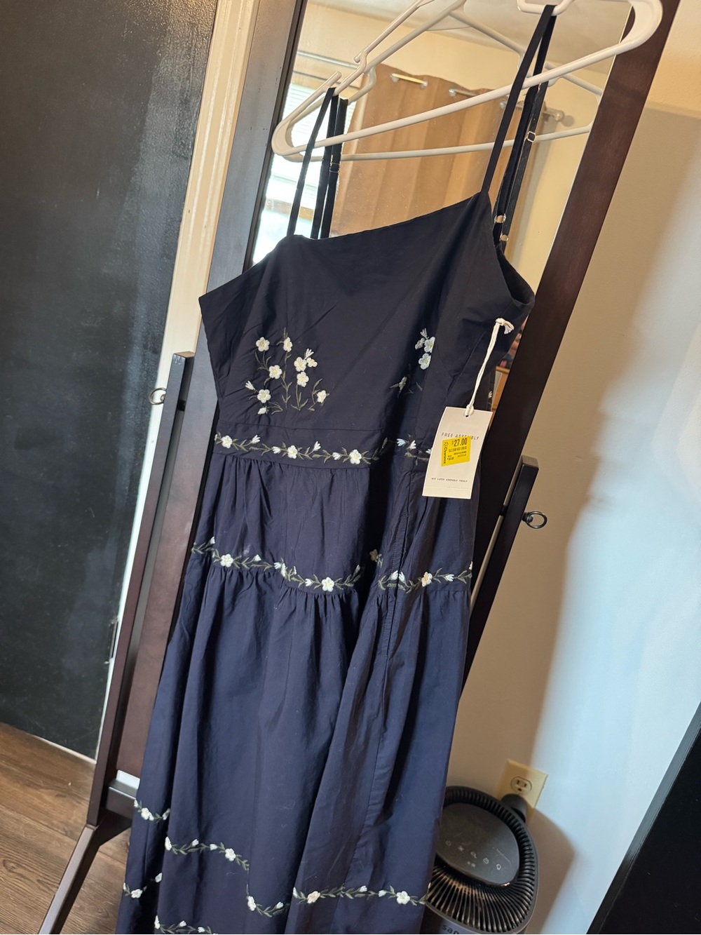 Women’s Navy Floral Embroidered  Dress - Picture 2 of 5